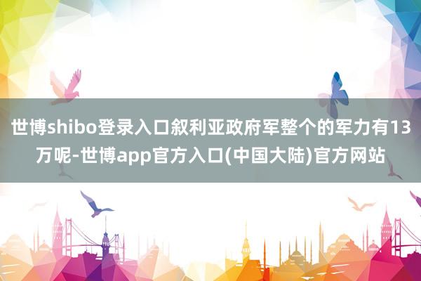 世博shibo登录入口叙利亚政府军整个的军力有13万呢-世博app官方入口(中国大陆)官方网站
