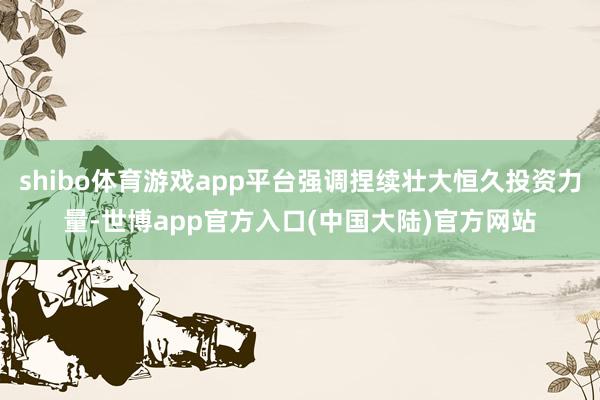shibo体育游戏app平台强调捏续壮大恒久投资力量-世博app官方入口(中国大陆)官方网站