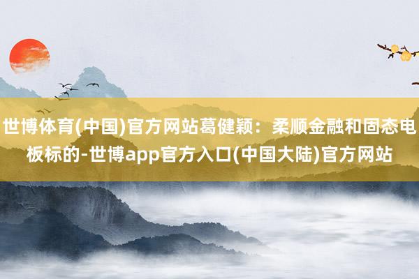 世博体育(中国)官方网站葛健颖：柔顺金融和固态电板标的-世博app官方入口(中国大陆)官方网站
