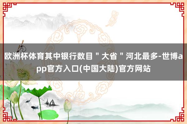 欧洲杯体育其中银行数目＂大省＂河北最多-世博app官方入口(中国大陆)官方网站