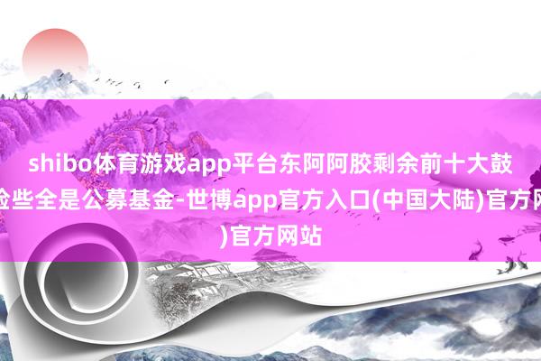 shibo体育游戏app平台东阿阿胶剩余前十大鼓动险些全是公募基金-世博app官方入口(中国大陆)官方网站
