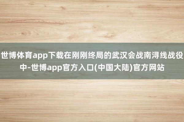 世博体育app下载在刚刚终局的武汉会战南浔线战役中-世博app官方入口(中国大陆)官方网站