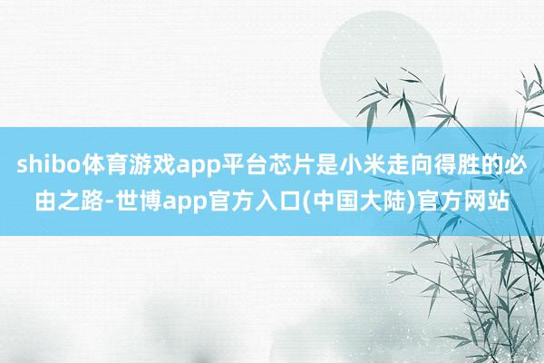 shibo体育游戏app平台芯片是小米走向得胜的必由之路-世博app官方入口(中国大陆)官方网站