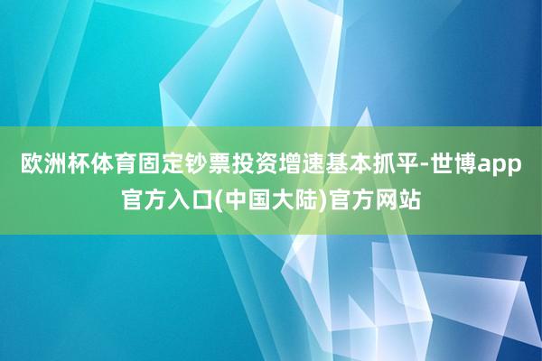 欧洲杯体育固定钞票投资增速基本抓平-世博app官方入口(中国大陆)官方网站
