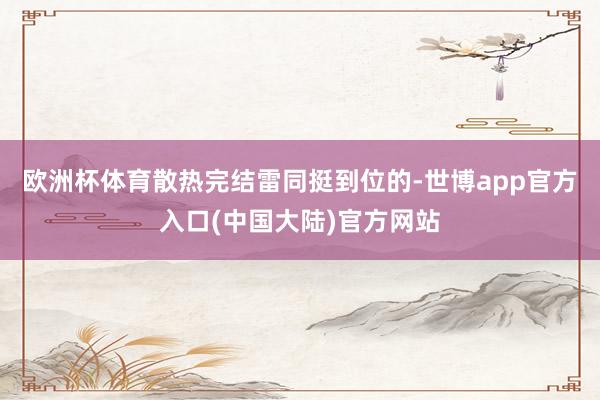 欧洲杯体育散热完结雷同挺到位的-世博app官方入口(中国大陆)官方网站